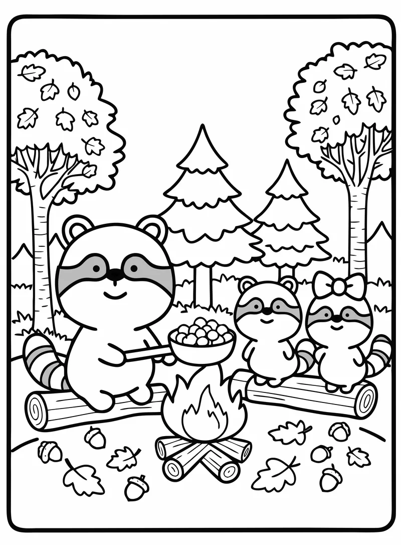 Roasting chestnuts over a fire in the woods